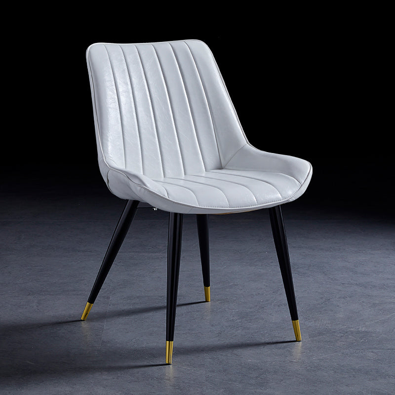 Contemporary Dining Chairs Armless Kitchen Side Chairs with Metal Legs White 1 Piece Black Gold Clearhalo ' kitchen&dining_furn' 'Dining Chairs' 'Dining Tables & Seating' 'dining_chair' 'furn' 'furn_dining_chair' 'Furniture' 'furniture_dining_chair' 'Kitchen & Dining Furniture' 'kitchen' 4369501