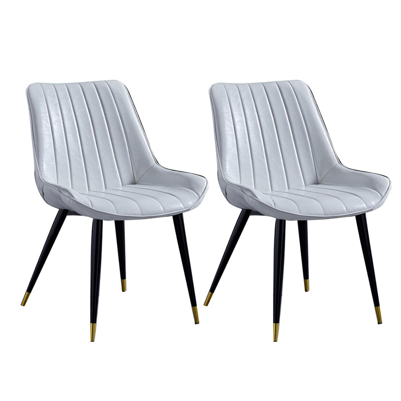 Contemporary Dining Chairs Armless Kitchen Side Chairs with Metal Legs White 2 Piece Set Black Gold Clearhalo ' kitchen&dining_furn' 'Dining Chairs' 'Dining Tables & Seating' 'dining_chair' 'furn' 'furn_dining_chair' 'Furniture' 'furniture_dining_chair' 'Kitchen & Dining Furniture' 'kitchen' 4369502