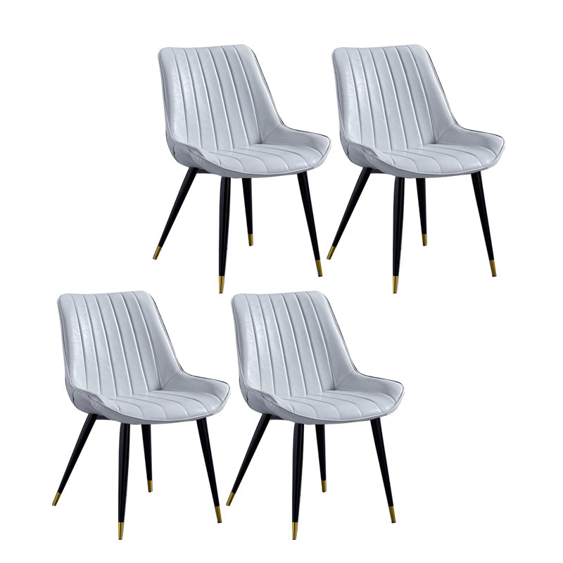 Contemporary Dining Chairs Armless Kitchen Side Chairs with Metal Legs White 4 Piece Set Black Gold Clearhalo ' kitchen&dining_furn' 'Dining Chairs' 'Dining Tables & Seating' 'dining_chair' 'furn' 'furn_dining_chair' 'Furniture' 'furniture_dining_chair' 'Kitchen & Dining Furniture' 'kitchen' 4369503