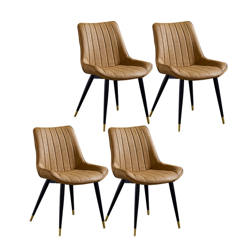 Contemporary Dining Chairs Armless Kitchen Side Chairs with Metal Legs Yellow 4 Piece Set Black Gold Clearhalo ' kitchen&dining_furn' 'Dining Chairs' 'Dining Tables & Seating' 'dining_chair' 'furn' 'furn_dining_chair' 'Furniture' 'furniture_dining_chair' 'Kitchen & Dining Furniture' 'kitchen' 4369506