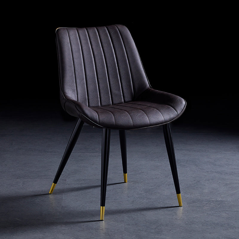 Contemporary Dining Chairs Armless Kitchen Side Chairs with Metal Legs Brown 1 Piece Black Gold Clearhalo ' kitchen&dining_furn' 'Dining Chairs' 'Dining Tables & Seating' 'dining_chair' 'furn' 'furn_dining_chair' 'Furniture' 'furniture_dining_chair' 'Kitchen & Dining Furniture' 'kitchen' 4369507