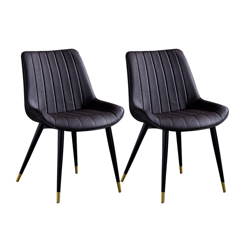 Contemporary Dining Chairs Armless Kitchen Side Chairs with Metal Legs Brown 2 Piece Set Black Gold Clearhalo ' kitchen&dining_furn' 'Dining Chairs' 'Dining Tables & Seating' 'dining_chair' 'furn' 'furn_dining_chair' 'Furniture' 'furniture_dining_chair' 'Kitchen & Dining Furniture' 'kitchen' 4369508