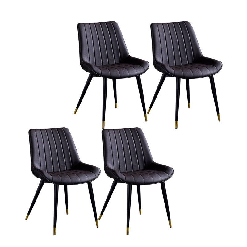 Contemporary Dining Chairs Armless Kitchen Side Chairs with Metal Legs Brown 4 Piece Set Black Gold Clearhalo ' kitchen&dining_furn' 'Dining Chairs' 'Dining Tables & Seating' 'dining_chair' 'furn' 'furn_dining_chair' 'Furniture' 'furniture_dining_chair' 'Kitchen & Dining Furniture' 'kitchen' 4369509