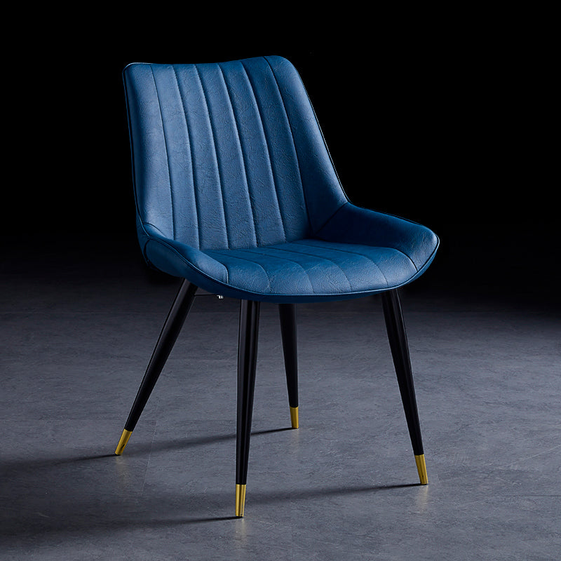 Contemporary Dining Chairs Armless Kitchen Side Chairs with Metal Legs Blue 1 Piece Black Gold Clearhalo ' kitchen&dining_furn' 'Dining Chairs' 'Dining Tables & Seating' 'dining_chair' 'furn' 'furn_dining_chair' 'Furniture' 'furniture_dining_chair' 'Kitchen & Dining Furniture' 'kitchen' 4369510