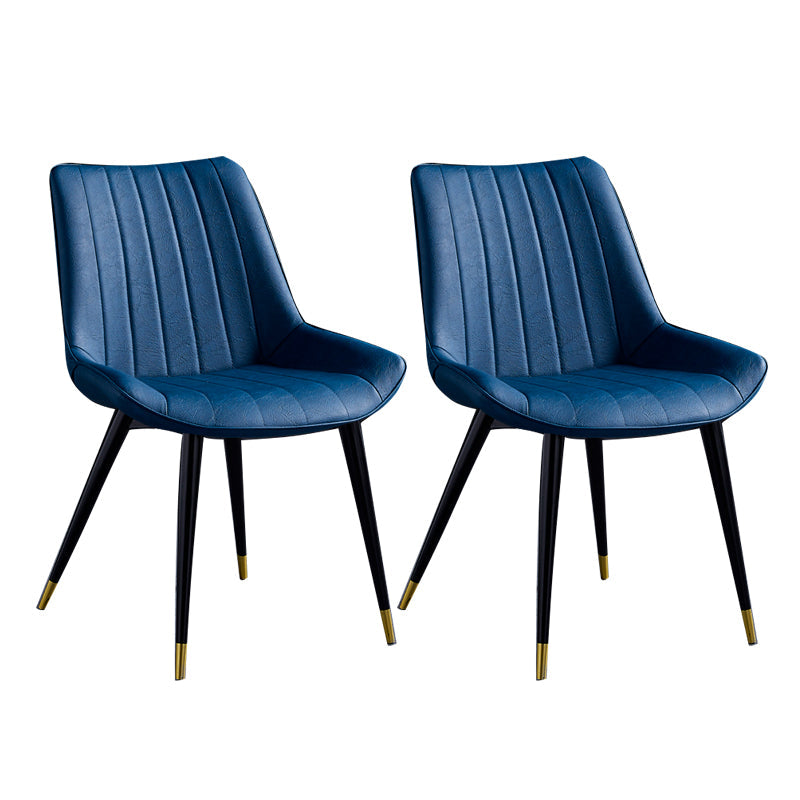 Contemporary Dining Chairs Armless Kitchen Side Chairs with Metal Legs Blue 2 Piece Set Black Gold Clearhalo ' kitchen&dining_furn' 'Dining Chairs' 'Dining Tables & Seating' 'dining_chair' 'furn' 'furn_dining_chair' 'Furniture' 'furniture_dining_chair' 'Kitchen & Dining Furniture' 'kitchen' 4369511