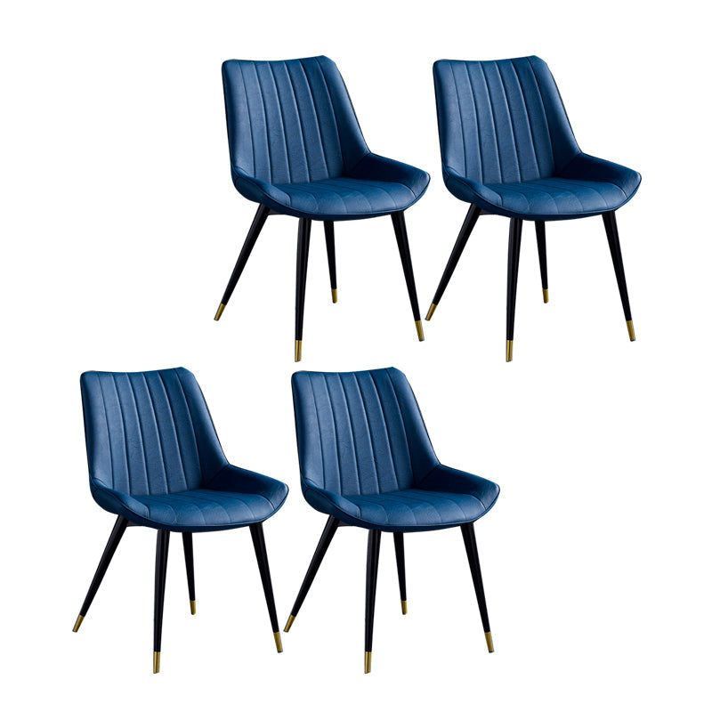 Contemporary Dining Chairs Armless Kitchen Side Chairs with Metal Legs Blue 4 Piece Set Black Gold Clearhalo ' kitchen&dining_furn' 'Dining Chairs' 'Dining Tables & Seating' 'dining_chair' 'furn' 'furn_dining_chair' 'Furniture' 'furniture_dining_chair' 'Kitchen & Dining Furniture' 'kitchen' 4369512