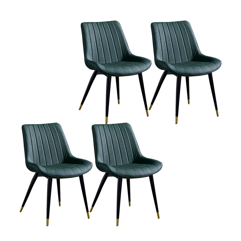 Contemporary Dining Chairs Armless Kitchen Side Chairs with Metal Legs Green 4 Piece Set Black Gold Clearhalo ' kitchen&dining_furn' 'Dining Chairs' 'Dining Tables & Seating' 'dining_chair' 'furn' 'furn_dining_chair' 'Furniture' 'furniture_dining_chair' 'Kitchen & Dining Furniture' 'kitchen' 4369515