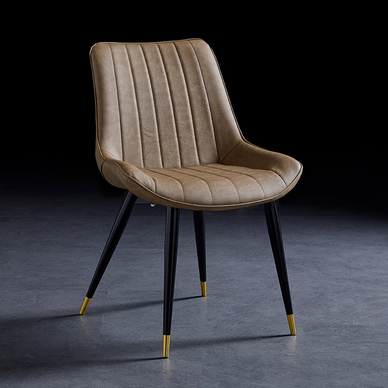 Contemporary Dining Chairs Armless Kitchen Side Chairs with Metal Legs Camel 1 Piece Black Gold Clearhalo ' kitchen&dining_furn' 'Dining Chairs' 'Dining Tables & Seating' 'dining_chair' 'furn' 'furn_dining_chair' 'Furniture' 'furniture_dining_chair' 'Kitchen & Dining Furniture' 'kitchen' 4369516