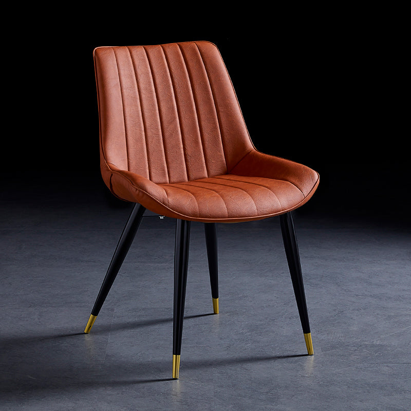 Contemporary Dining Chairs Armless Kitchen Side Chairs with Metal Legs Orange 1 Piece Black Gold Clearhalo ' kitchen&dining_furn' 'Dining Chairs' 'Dining Tables & Seating' 'dining_chair' 'furn' 'furn_dining_chair' 'Furniture' 'furniture_dining_chair' 'Kitchen & Dining Furniture' 'kitchen' 4369519