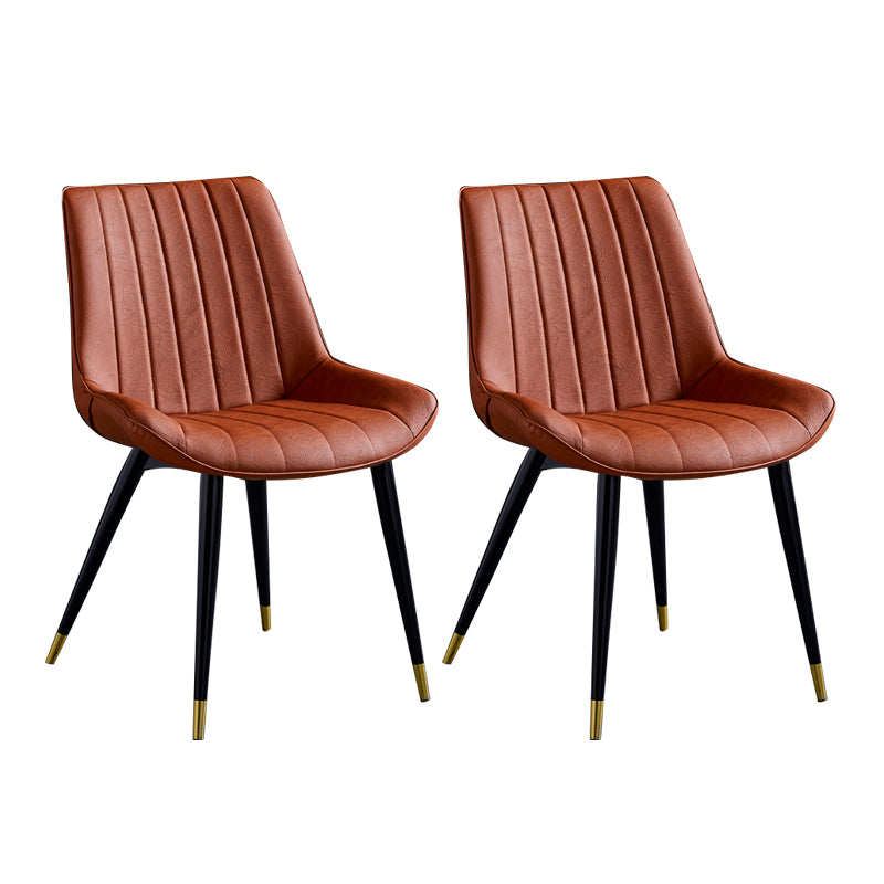 Contemporary Dining Chairs Armless Kitchen Side Chairs with Metal Legs Orange 2 Piece Set Black Gold Clearhalo ' kitchen&dining_furn' 'Dining Chairs' 'Dining Tables & Seating' 'dining_chair' 'furn' 'furn_dining_chair' 'Furniture' 'furniture_dining_chair' 'Kitchen & Dining Furniture' 'kitchen' 4369520