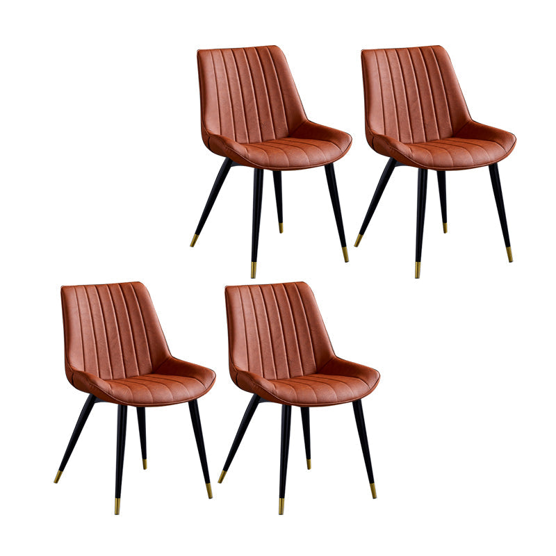 Contemporary Dining Chairs Armless Kitchen Side Chairs with Metal Legs Orange 4 Piece Set Black Gold Clearhalo ' kitchen&dining_furn' 'Dining Chairs' 'Dining Tables & Seating' 'dining_chair' 'furn' 'furn_dining_chair' 'Furniture' 'furniture_dining_chair' 'Kitchen & Dining Furniture' 'kitchen' 4369521
