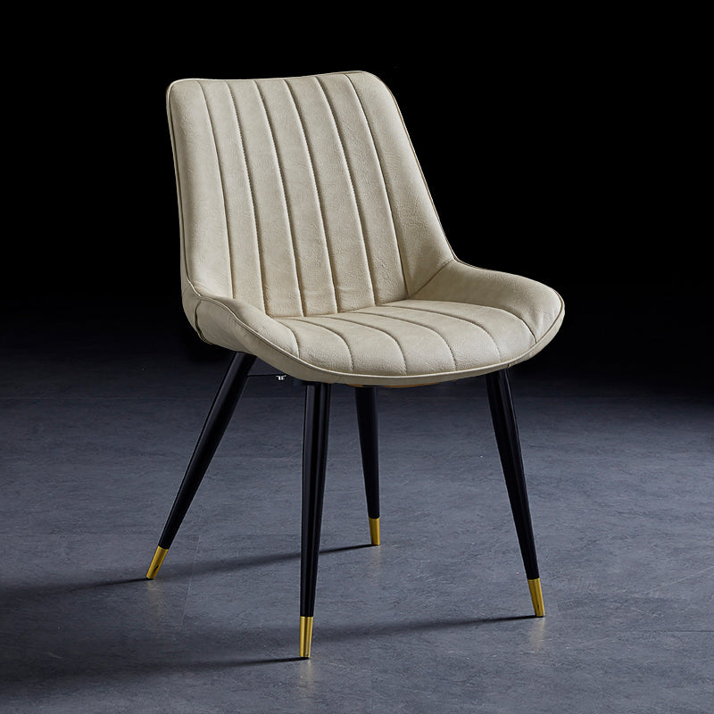 Contemporary Dining Chairs Armless Kitchen Side Chairs with Metal Legs Off-White 1 Piece Black Gold Clearhalo ' kitchen&dining_furn' 'Dining Chairs' 'Dining Tables & Seating' 'dining_chair' 'furn' 'furn_dining_chair' 'Furniture' 'furniture_dining_chair' 'Kitchen & Dining Furniture' 'kitchen' 4369522