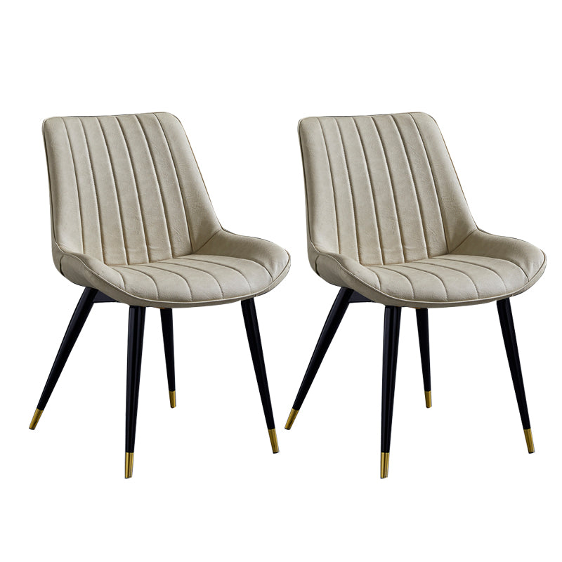 Contemporary Dining Chairs Armless Kitchen Side Chairs with Metal Legs Off-White 2 Piece Set Black Gold Clearhalo ' kitchen&dining_furn' 'Dining Chairs' 'Dining Tables & Seating' 'dining_chair' 'furn' 'furn_dining_chair' 'Furniture' 'furniture_dining_chair' 'Kitchen & Dining Furniture' 'kitchen' 4369523