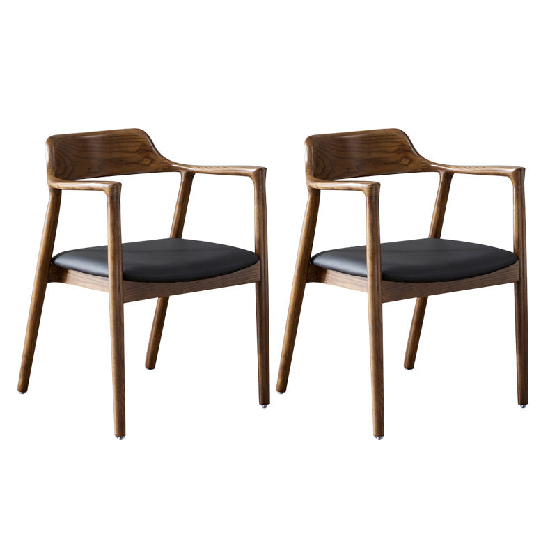 Traditional Arm Dining Chairs Open Back Solid Wood Home Armchairs Black 2 Piece Set Clearhalo ' kitchen&dining_furn' 'Dining Chairs' 'Dining Tables & Seating' 'dining_chair' 'furn' 'furn_dining_chair' 'Furniture' 'furniture_dining_chair' 'Kitchen & Dining Furniture' 'kitchen' 4369533