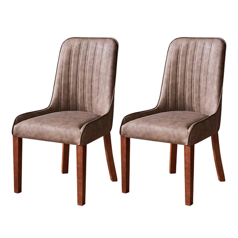 Minimalist Leather Dining Chairs Upholstered Armless Solid Back Chairs Light Coffee 2 Piece Set Clearhalo ' kitchen&dining_furn' 'Dining Chairs' 'Dining Tables & Seating' 'dining_chair' 'furn' 'furn_dining_chair' 'Furniture' 'furniture_dining_chair' 'Kitchen & Dining Furniture' 'kitchen' 4369563