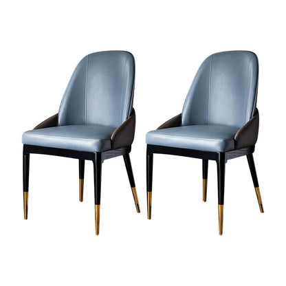 Contemporary Armless Solid Back Side Chairs Leather Dining Chairs for Home Blue 2 Piece Set Clearhalo ' kitchen&dining_furn' 'Dining Chairs' 'Dining Tables & Seating' 'dining_chair' 'furn' 'furn_dining_chair' 'Furniture' 'furniture_dining_chair' 'Kitchen & Dining Furniture' 'kitchen' 4369590