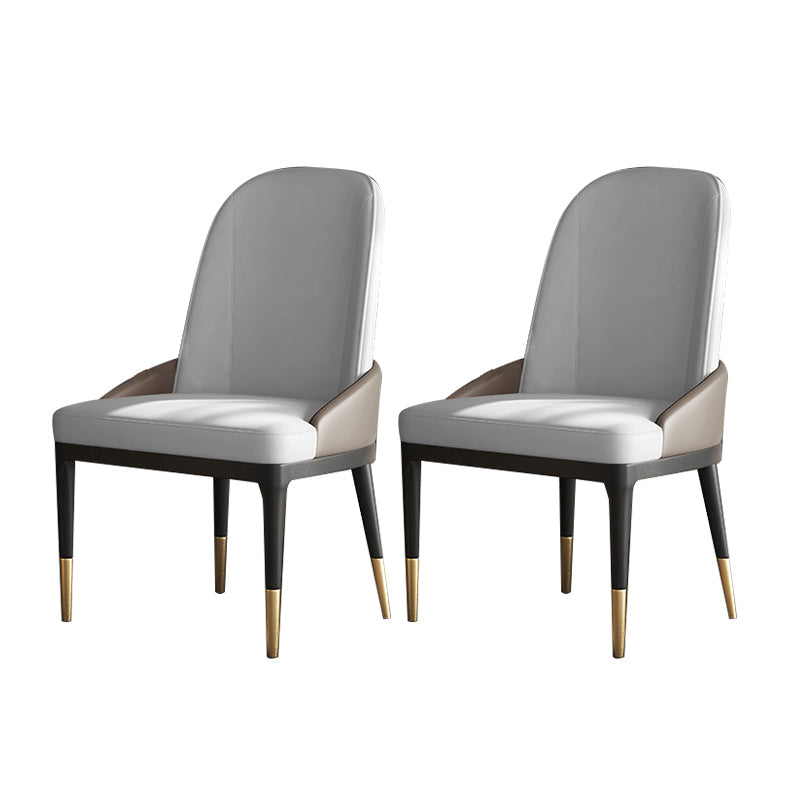 Contemporary Armless Solid Back Side Chairs Leather Dining Chairs for Home Grey 2 Piece Set Clearhalo ' kitchen&dining_furn' 'Dining Chairs' 'Dining Tables & Seating' 'dining_chair' 'furn' 'furn_dining_chair' 'Furniture' 'furniture_dining_chair' 'Kitchen & Dining Furniture' 'kitchen' 4369595