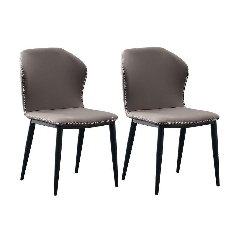 Modern Metal Dining Armless Chair Wingback Side Chair for Restaurant Use Grey 2 Piece Set Clearhalo ' kitchen&dining_furn' 'Dining Chairs' 'Dining Tables & Seating' 'dining_chair' 'furn' 'furn_dining_chair' 'Furniture' 'furniture_dining_chair' 'Kitchen & Dining Furniture' 'kitchen' 4369604