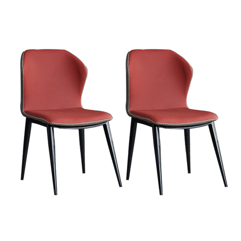 Modern Metal Dining Armless Chair Wingback Side Chair for Restaurant Use Red 2 Piece Set Clearhalo ' kitchen&dining_furn' 'Dining Chairs' 'Dining Tables & Seating' 'dining_chair' 'furn' 'furn_dining_chair' 'Furniture' 'furniture_dining_chair' 'Kitchen & Dining Furniture' 'kitchen' 4369605