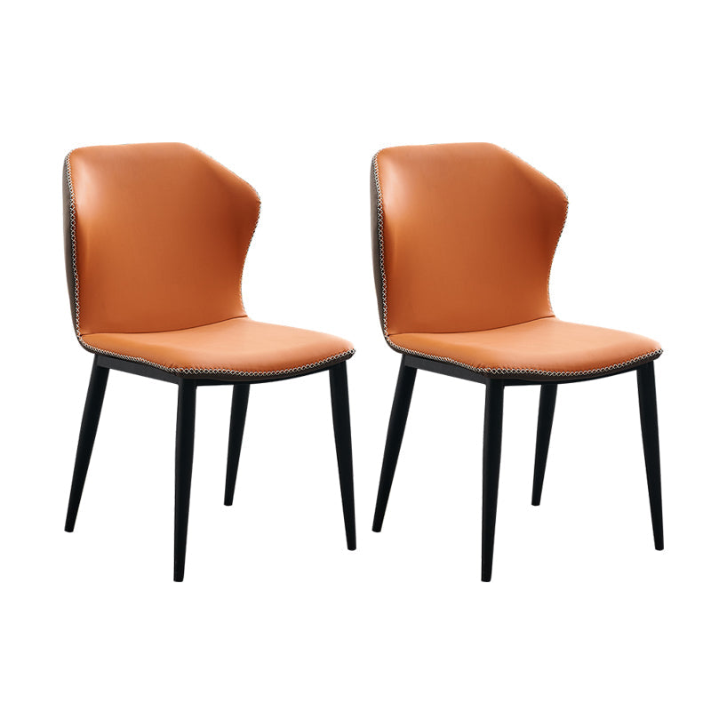 Modern Metal Dining Armless Chair Wingback Side Chair for Restaurant Use Orange 2 Piece Set Clearhalo ' kitchen&dining_furn' 'Dining Chairs' 'Dining Tables & Seating' 'dining_chair' 'furn' 'furn_dining_chair' 'Furniture' 'furniture_dining_chair' 'Kitchen & Dining Furniture' 'kitchen' 4369609