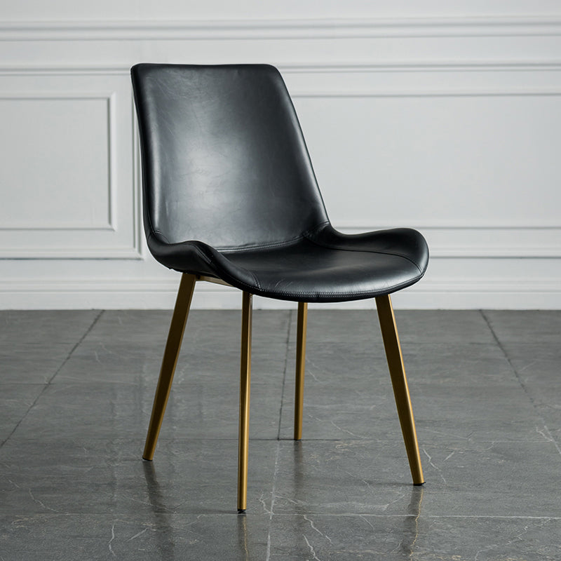 Contemporary Style Dining Chairs Armless Kitchen Side Chairs with Metal Legs Black 1 Piece Clearhalo ' kitchen&dining_furn' 'Dining Chairs' 'Dining Tables & Seating' 'dining_chair' 'furn' 'furn_dining_chair' 'Furniture' 'furniture_dining_chair' 'Kitchen & Dining Furniture' 'kitchen' 4369621