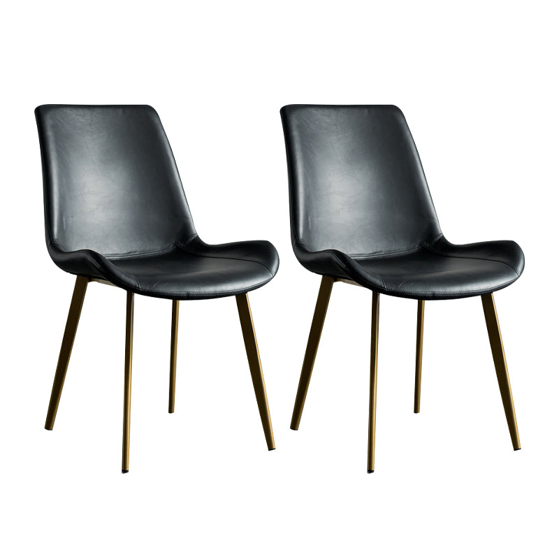 Contemporary Style Dining Chairs Armless Kitchen Side Chairs with Metal Legs Black 2 Piece Set Clearhalo ' kitchen&dining_furn' 'Dining Chairs' 'Dining Tables & Seating' 'dining_chair' 'furn' 'furn_dining_chair' 'Furniture' 'furniture_dining_chair' 'Kitchen & Dining Furniture' 'kitchen' 4369622
