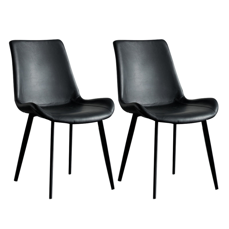 Contemporary Style Dining Chairs Armless Kitchen Side Chairs with Metal Legs Matte Black 2 Piece Set Clearhalo ' kitchen&dining_furn' 'Dining Chairs' 'Dining Tables & Seating' 'dining_chair' 'furn' 'furn_dining_chair' 'Furniture' 'furniture_dining_chair' 'Kitchen & Dining Furniture' 'kitchen' 4369628