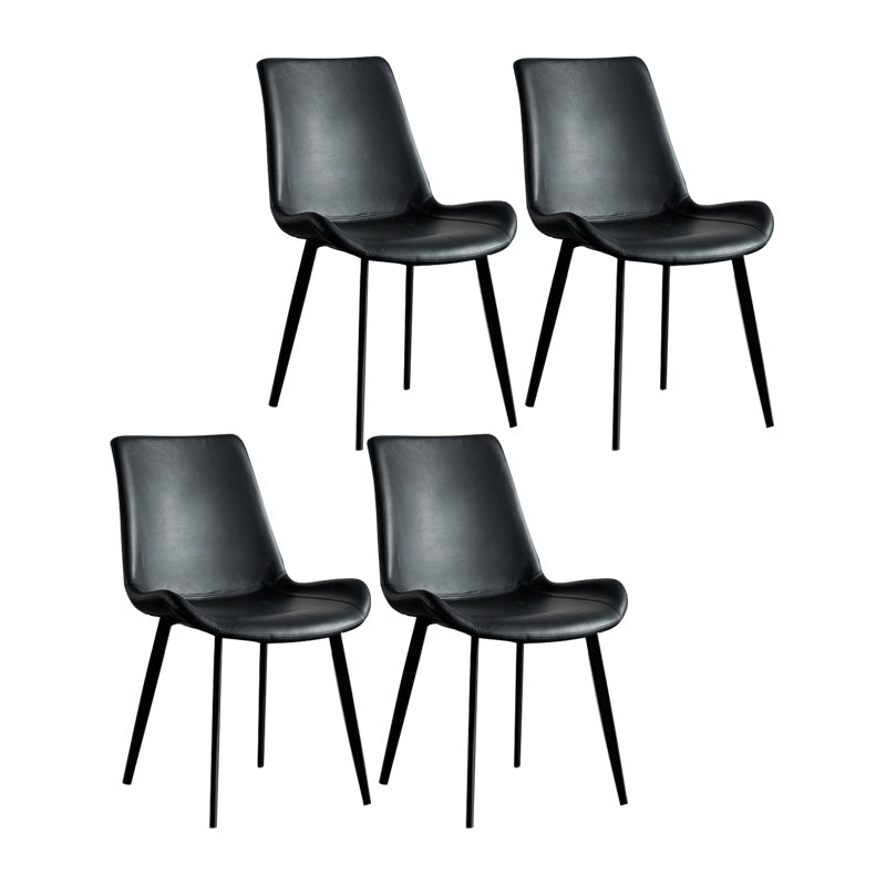 Contemporary Style Dining Chairs Armless Kitchen Side Chairs with Metal Legs Matte Black 4 Piece Set Clearhalo ' kitchen&dining_furn' 'Dining Chairs' 'Dining Tables & Seating' 'dining_chair' 'furn' 'furn_dining_chair' 'Furniture' 'furniture_dining_chair' 'Kitchen & Dining Furniture' 'kitchen' 4369630
