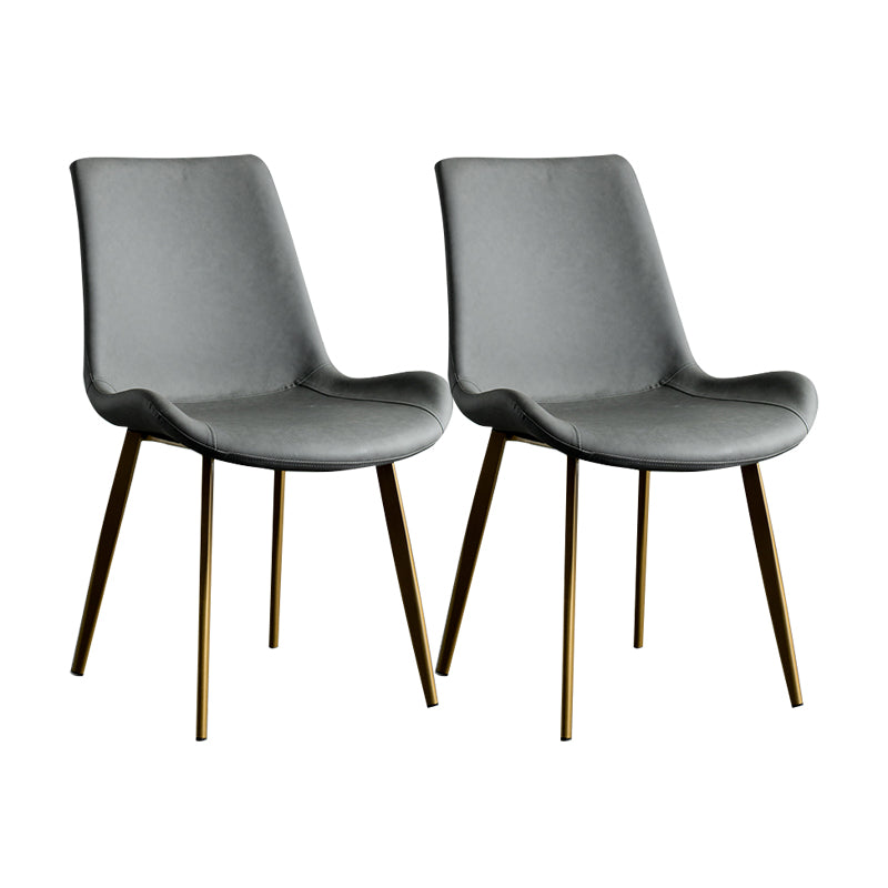 Contemporary Style Dining Chairs Armless Kitchen Side Chairs with Metal Legs Grey 2 Piece Set Clearhalo ' kitchen&dining_furn' 'Dining Chairs' 'Dining Tables & Seating' 'dining_chair' 'furn' 'furn_dining_chair' 'Furniture' 'furniture_dining_chair' 'Kitchen & Dining Furniture' 'kitchen' 4369635