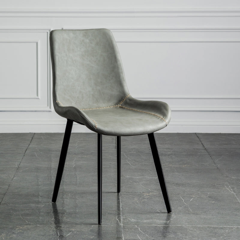 Contemporary Style Dining Chairs Armless Kitchen Side Chairs with Metal Legs Light Gray 1 Piece Clearhalo ' kitchen&dining_furn' 'Dining Chairs' 'Dining Tables & Seating' 'dining_chair' 'furn' 'furn_dining_chair' 'Furniture' 'furniture_dining_chair' 'Kitchen & Dining Furniture' 'kitchen' 4369638