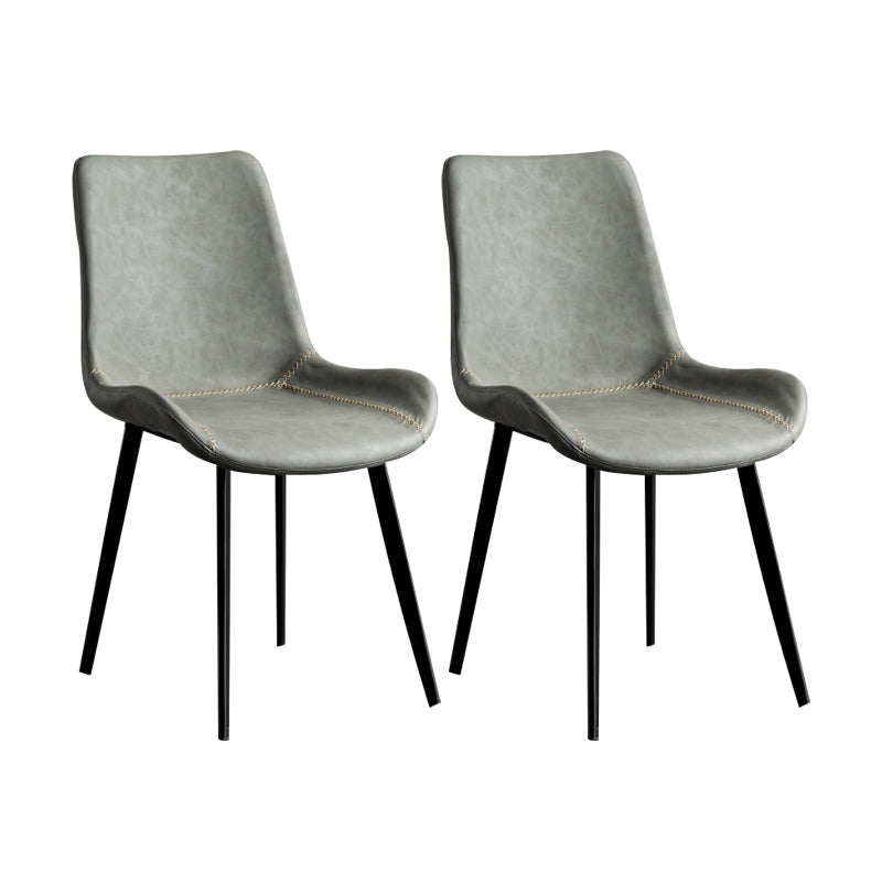 Contemporary Style Dining Chairs Armless Kitchen Side Chairs with Metal Legs Light Gray 2 Piece Set Clearhalo ' kitchen&dining_furn' 'Dining Chairs' 'Dining Tables & Seating' 'dining_chair' 'furn' 'furn_dining_chair' 'Furniture' 'furniture_dining_chair' 'Kitchen & Dining Furniture' 'kitchen' 4369641