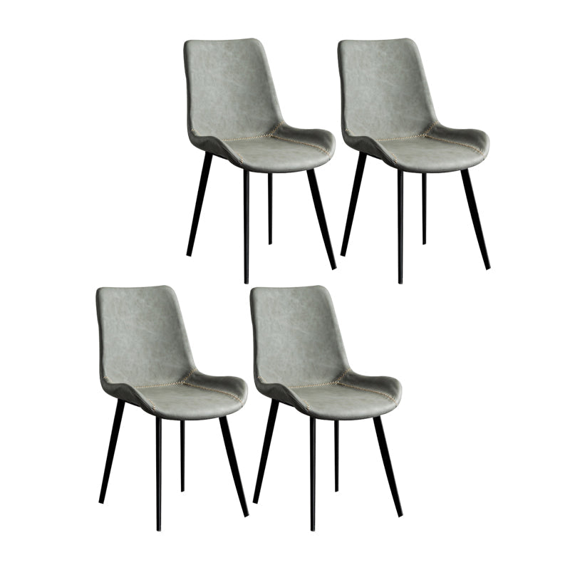 Contemporary Style Dining Chairs Armless Kitchen Side Chairs with Metal Legs Light Gray 4 Piece Set Clearhalo ' kitchen&dining_furn' 'Dining Chairs' 'Dining Tables & Seating' 'dining_chair' 'furn' 'furn_dining_chair' 'Furniture' 'furniture_dining_chair' 'Kitchen & Dining Furniture' 'kitchen' 4369642
