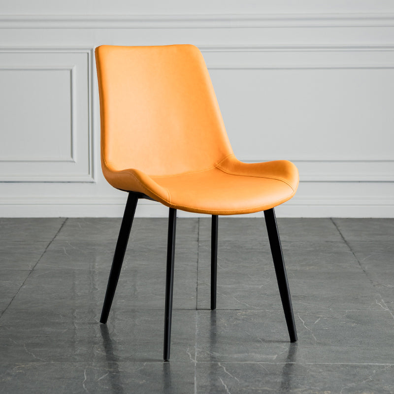 Contemporary Style Dining Chairs Armless Kitchen Side Chairs with Metal Legs Orange 1 Piece Clearhalo ' kitchen&dining_furn' 'Dining Chairs' 'Dining Tables & Seating' 'dining_chair' 'furn' 'furn_dining_chair' 'Furniture' 'furniture_dining_chair' 'Kitchen & Dining Furniture' 'kitchen' 4369645