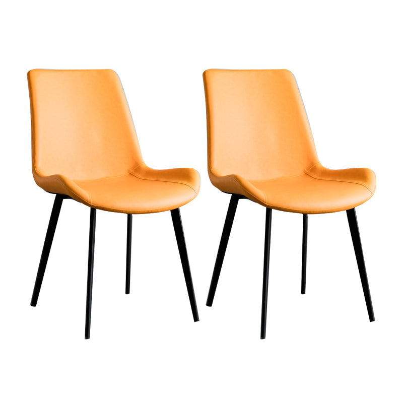 Contemporary Style Dining Chairs Armless Kitchen Side Chairs with Metal Legs Orange 2 Piece Set Clearhalo ' kitchen&dining_furn' 'Dining Chairs' 'Dining Tables & Seating' 'dining_chair' 'furn' 'furn_dining_chair' 'Furniture' 'furniture_dining_chair' 'Kitchen & Dining Furniture' 'kitchen' 4369646