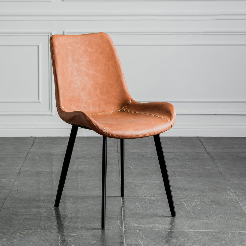 Contemporary Style Dining Chairs Armless Kitchen Side Chairs with Metal Legs Brown 1 Piece Clearhalo ' kitchen&dining_furn' 'Dining Chairs' 'Dining Tables & Seating' 'dining_chair' 'furn' 'furn_dining_chair' 'Furniture' 'furniture_dining_chair' 'Kitchen & Dining Furniture' 'kitchen' 4369648