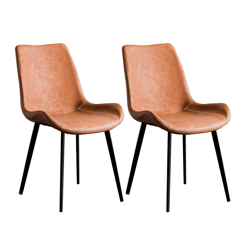 Contemporary Style Dining Chairs Armless Kitchen Side Chairs with Metal Legs Brown 2 Piece Set Clearhalo ' kitchen&dining_furn' 'Dining Chairs' 'Dining Tables & Seating' 'dining_chair' 'furn' 'furn_dining_chair' 'Furniture' 'furniture_dining_chair' 'Kitchen & Dining Furniture' 'kitchen' 4369649