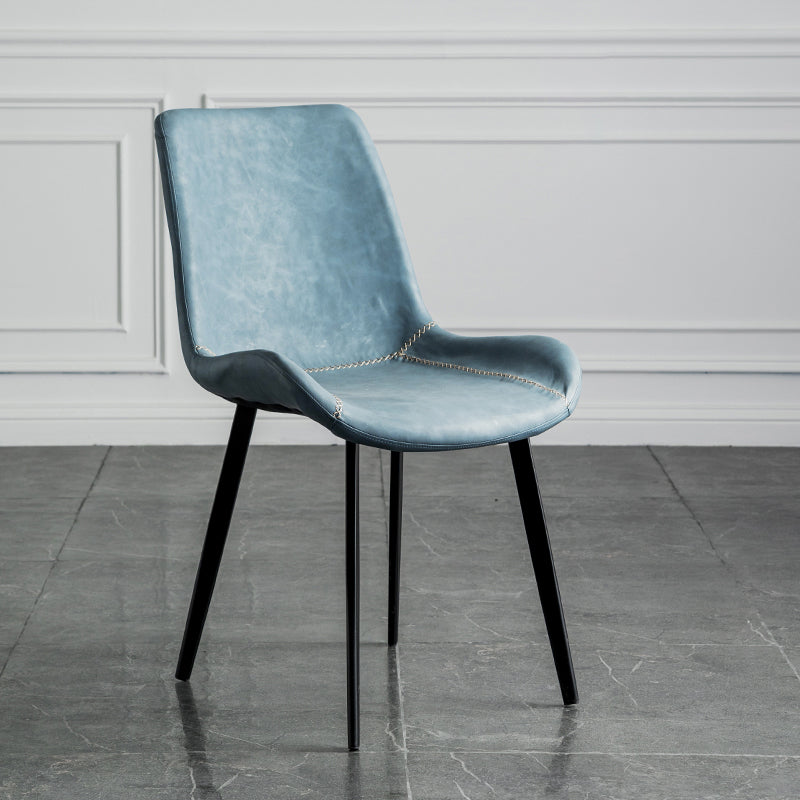 Contemporary Style Dining Chairs Armless Kitchen Side Chairs with Metal Legs Blue 1 Piece Clearhalo ' kitchen&dining_furn' 'Dining Chairs' 'Dining Tables & Seating' 'dining_chair' 'furn' 'furn_dining_chair' 'Furniture' 'furniture_dining_chair' 'Kitchen & Dining Furniture' 'kitchen' 4369651