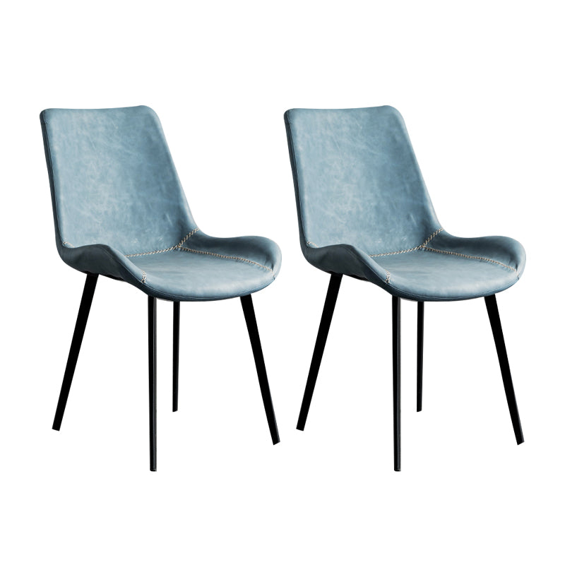 Contemporary Style Dining Chairs Armless Kitchen Side Chairs with Metal Legs Blue 2 Piece Set Clearhalo ' kitchen&dining_furn' 'Dining Chairs' 'Dining Tables & Seating' 'dining_chair' 'furn' 'furn_dining_chair' 'Furniture' 'furniture_dining_chair' 'Kitchen & Dining Furniture' 'kitchen' 4369652