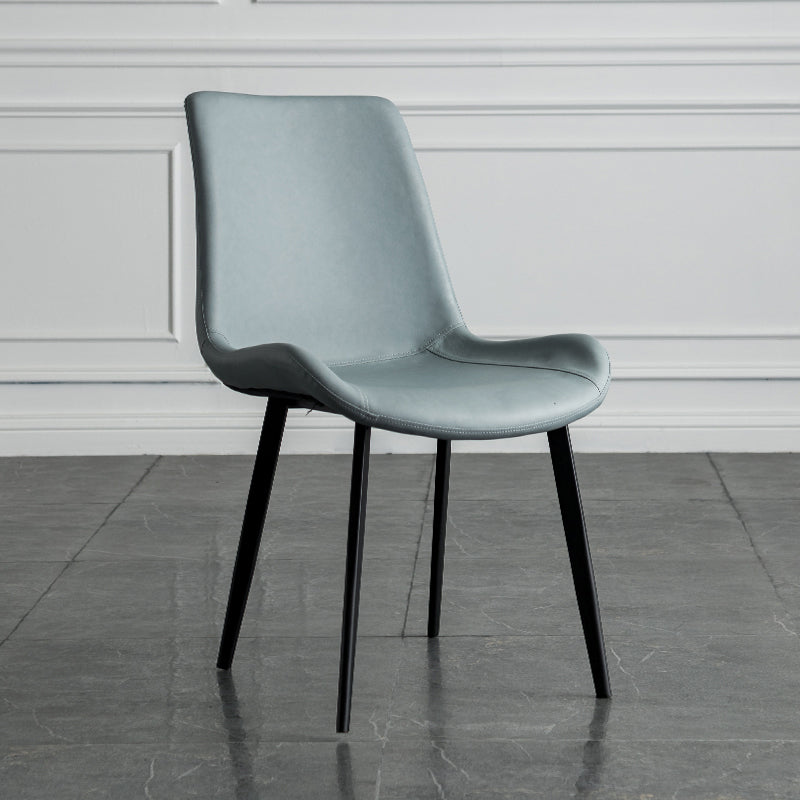 Contemporary Style Dining Chairs Armless Kitchen Side Chairs with Metal Legs Light Blue 1 Piece Clearhalo ' kitchen&dining_furn' 'Dining Chairs' 'Dining Tables & Seating' 'dining_chair' 'furn' 'furn_dining_chair' 'Furniture' 'furniture_dining_chair' 'Kitchen & Dining Furniture' 'kitchen' 4369654