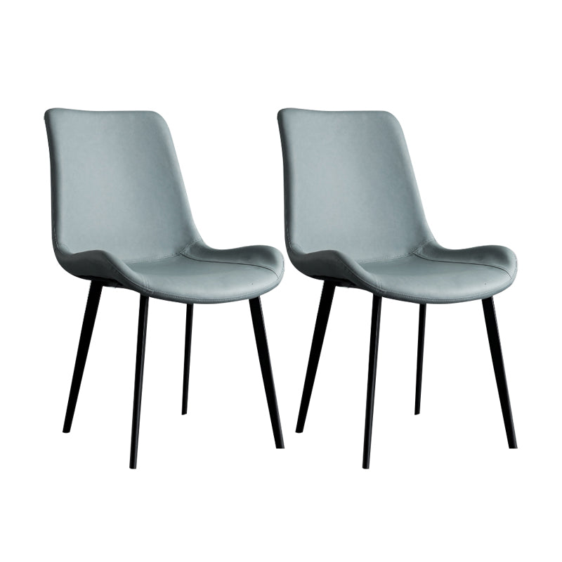 Contemporary Style Dining Chairs Armless Kitchen Side Chairs with Metal Legs Light Blue 2 Piece Set Clearhalo ' kitchen&dining_furn' 'Dining Chairs' 'Dining Tables & Seating' 'dining_chair' 'furn' 'furn_dining_chair' 'Furniture' 'furniture_dining_chair' 'Kitchen & Dining Furniture' 'kitchen' 4369655