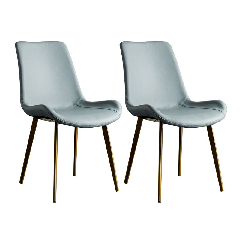 Contemporary Style Dining Chairs Armless Kitchen Side Chairs with Metal Legs Sky Blue 2 Piece Set Clearhalo ' kitchen&dining_furn' 'Dining Chairs' 'Dining Tables & Seating' 'dining_chair' 'furn' 'furn_dining_chair' 'Furniture' 'furniture_dining_chair' 'Kitchen & Dining Furniture' 'kitchen' 4369658