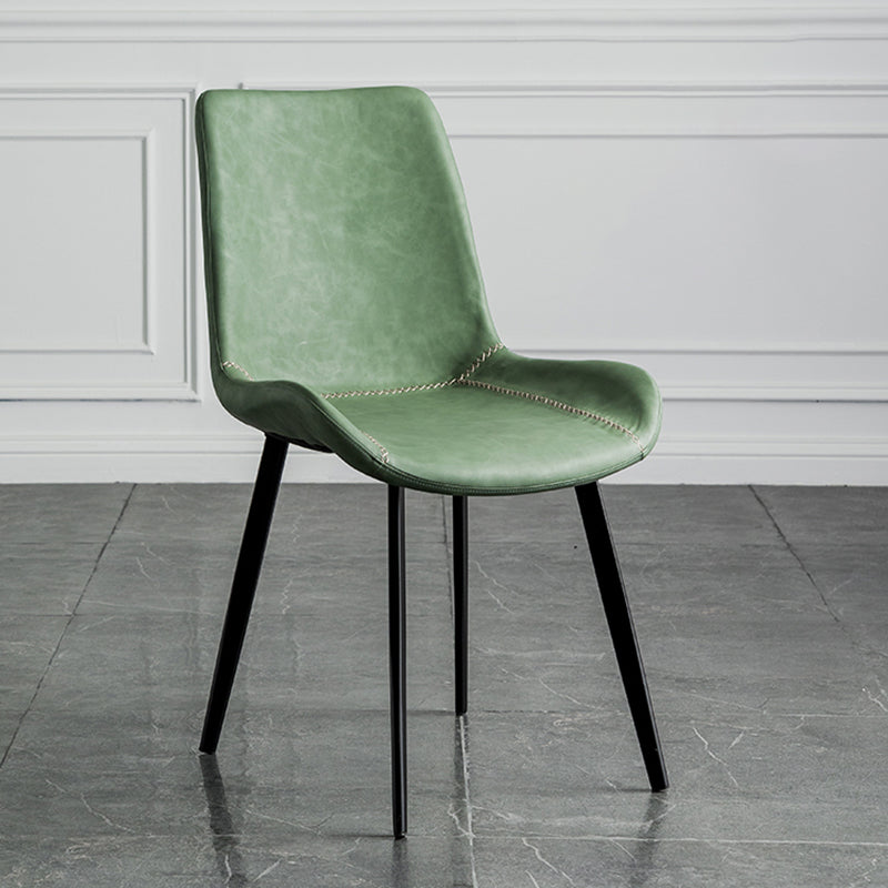 Contemporary Style Dining Chairs Armless Kitchen Side Chairs with Metal Legs Green 1 Piece Clearhalo ' kitchen&dining_furn' 'Dining Chairs' 'Dining Tables & Seating' 'dining_chair' 'furn' 'furn_dining_chair' 'Furniture' 'furniture_dining_chair' 'Kitchen & Dining Furniture' 'kitchen' 4369660
