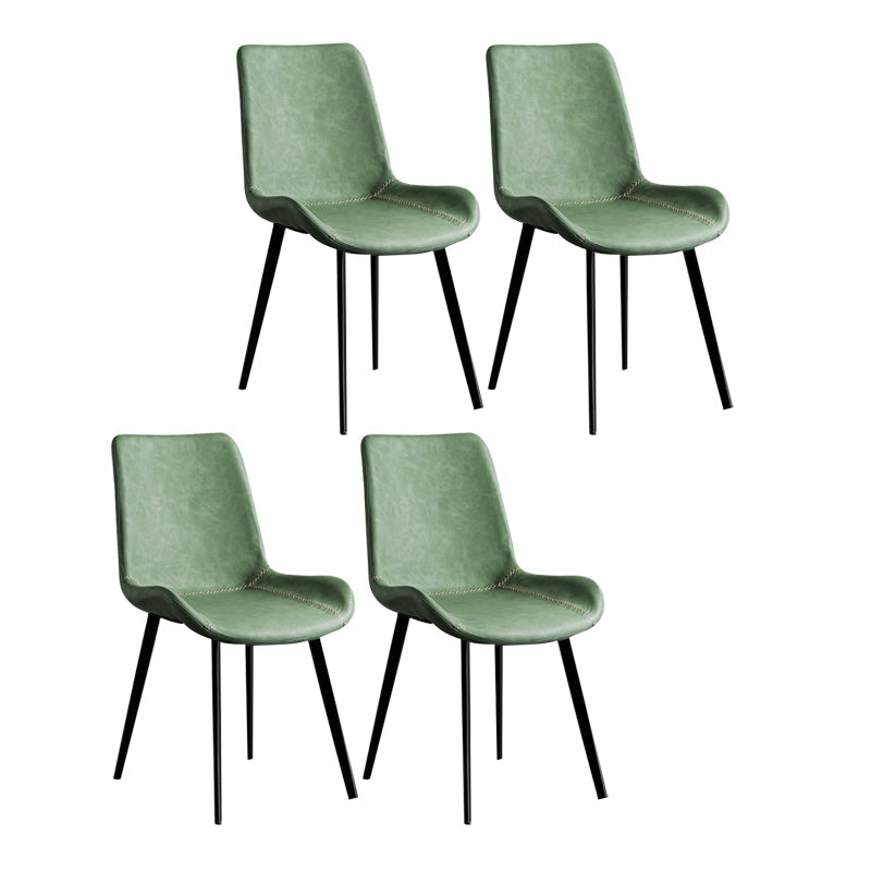 Contemporary Style Dining Chairs Armless Kitchen Side Chairs with Metal Legs Green 4 Piece Set Clearhalo ' kitchen&dining_furn' 'Dining Chairs' 'Dining Tables & Seating' 'dining_chair' 'furn' 'furn_dining_chair' 'Furniture' 'furniture_dining_chair' 'Kitchen & Dining Furniture' 'kitchen' 4369662