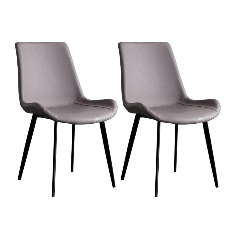 Contemporary Style Dining Chairs Armless Kitchen Side Chairs with Metal Legs Light Purple 2 Piece Set Clearhalo ' kitchen&dining_furn' 'Dining Chairs' 'Dining Tables & Seating' 'dining_chair' 'furn' 'furn_dining_chair' 'Furniture' 'furniture_dining_chair' 'Kitchen & Dining Furniture' 'kitchen' 4369664