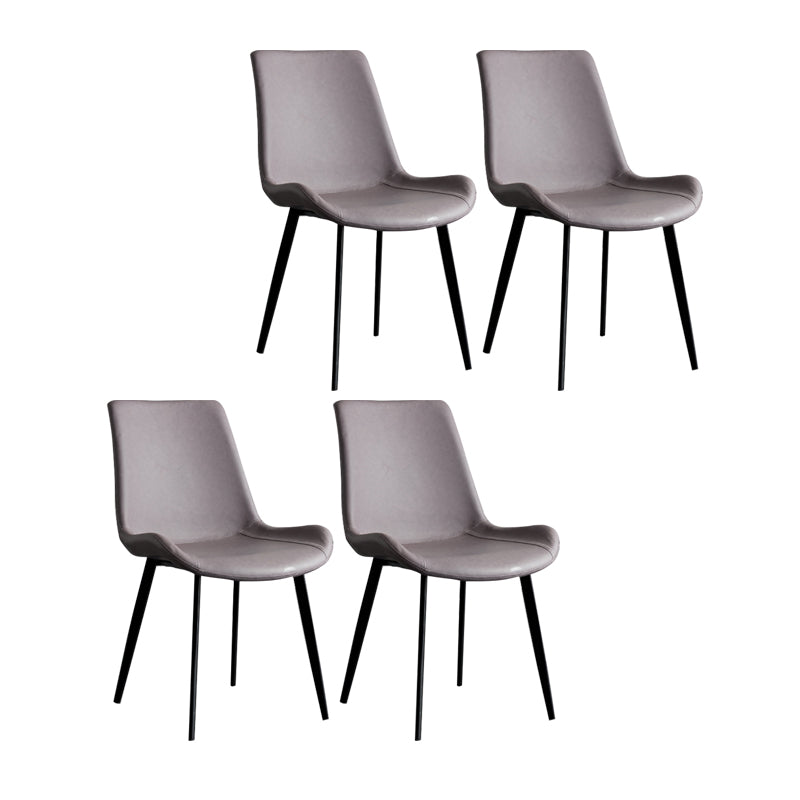 Contemporary Style Dining Chairs Armless Kitchen Side Chairs with Metal Legs Light Purple 4 Piece Set Clearhalo ' kitchen&dining_furn' 'Dining Chairs' 'Dining Tables & Seating' 'dining_chair' 'furn' 'furn_dining_chair' 'Furniture' 'furniture_dining_chair' 'Kitchen & Dining Furniture' 'kitchen' 4369665