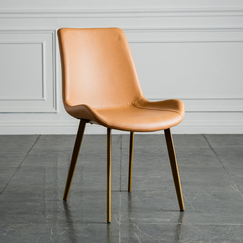 Contemporary Style Dining Chairs Armless Kitchen Side Chairs with Metal Legs Light Brown 1 Piece Clearhalo ' kitchen&dining_furn' 'Dining Chairs' 'Dining Tables & Seating' 'dining_chair' 'furn' 'furn_dining_chair' 'Furniture' 'furniture_dining_chair' 'Kitchen & Dining Furniture' 'kitchen' 4369666