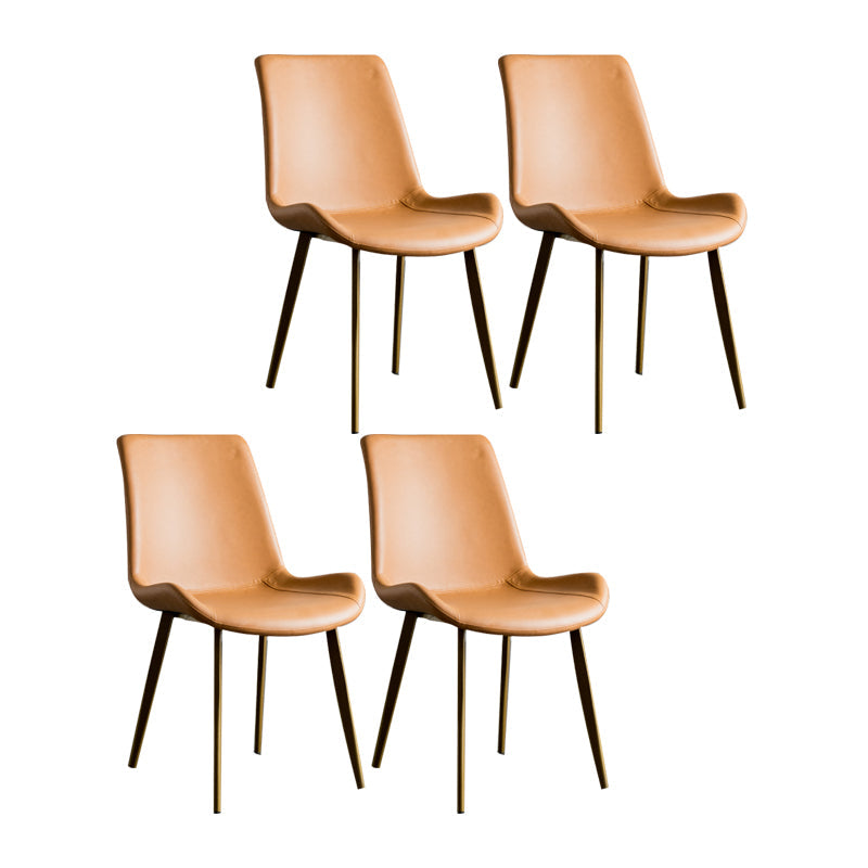 Contemporary Style Dining Chairs Armless Kitchen Side Chairs with Metal Legs Light Brown 4 Piece Set Clearhalo ' kitchen&dining_furn' 'Dining Chairs' 'Dining Tables & Seating' 'dining_chair' 'furn' 'furn_dining_chair' 'Furniture' 'furniture_dining_chair' 'Kitchen & Dining Furniture' 'kitchen' 4369668