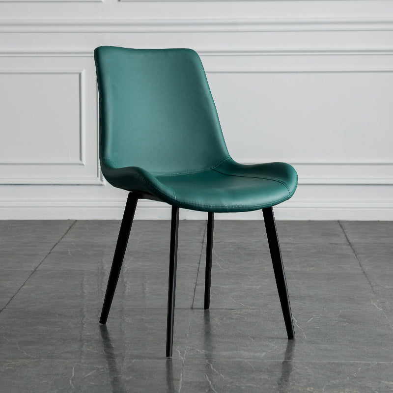 Contemporary Style Dining Chairs Armless Kitchen Side Chairs with Metal Legs Navy 1 Piece Clearhalo ' kitchen&dining_furn' 'Dining Chairs' 'Dining Tables & Seating' 'dining_chair' 'furn' 'furn_dining_chair' 'Furniture' 'furniture_dining_chair' 'Kitchen & Dining Furniture' 'kitchen' 4369669