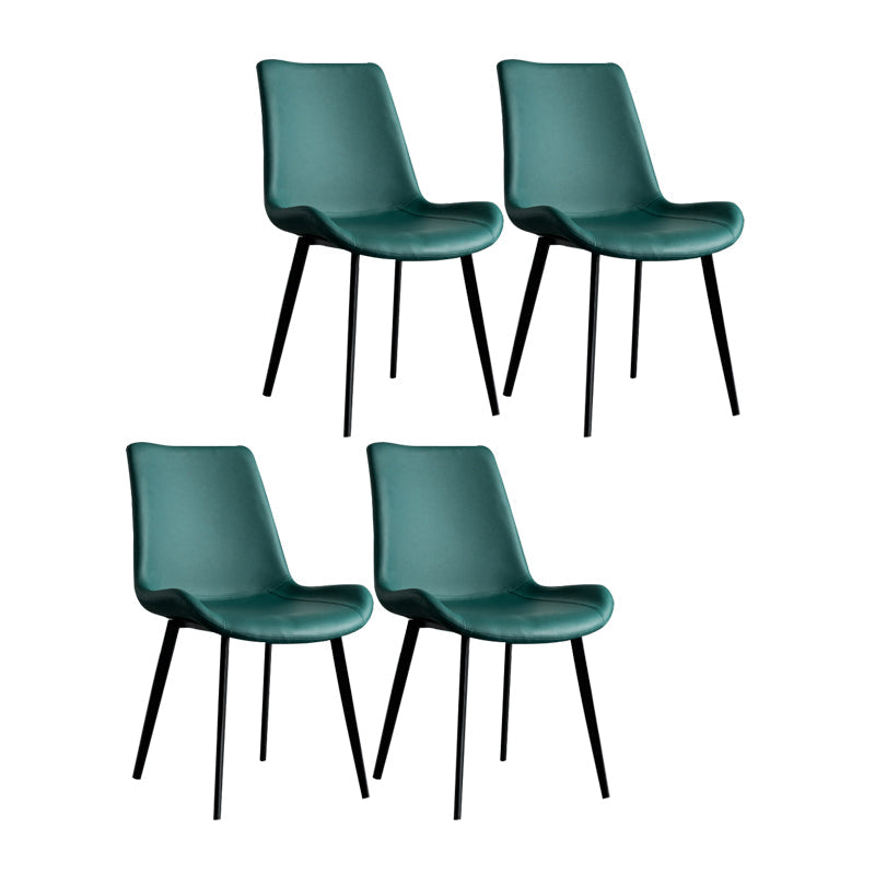 Contemporary Style Dining Chairs Armless Kitchen Side Chairs with Metal Legs Navy 4 Piece Set Clearhalo ' kitchen&dining_furn' 'Dining Chairs' 'Dining Tables & Seating' 'dining_chair' 'furn' 'furn_dining_chair' 'Furniture' 'furniture_dining_chair' 'Kitchen & Dining Furniture' 'kitchen' 4369671