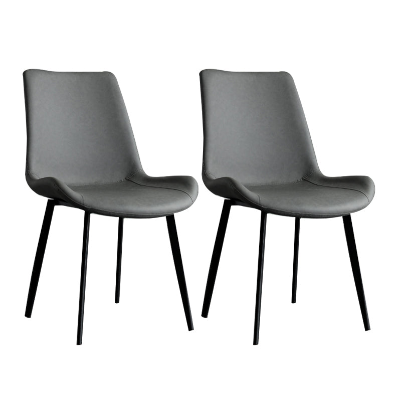 Contemporary Style Dining Chairs Armless Kitchen Side Chairs with Metal Legs Gray Black 2 Piece Set Clearhalo ' kitchen&dining_furn' 'Dining Chairs' 'Dining Tables & Seating' 'dining_chair' 'furn' 'furn_dining_chair' 'Furniture' 'furniture_dining_chair' 'Kitchen & Dining Furniture' 'kitchen' 4369673